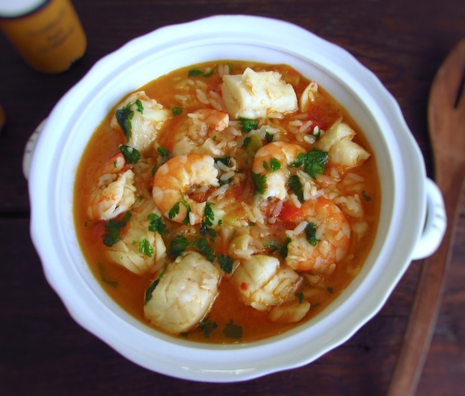 Arroz de salmão com camarão
